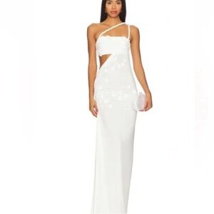 REVOLVE White One-Shoulder Asymmetrical Gown